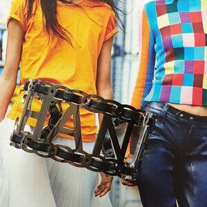 Silver metal Chain Woven Leather Cuff Bangle Bracelet Fashion Women Jewelry